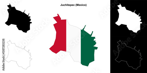 Juchitepec municipality (Mexico) outline map set