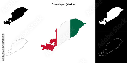 Otzolotepec municipality (Mexico) outline map set