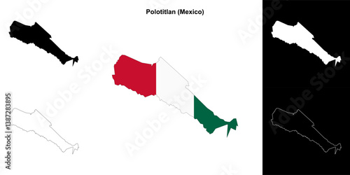 Polotitlan municipality (Mexico) outline map set