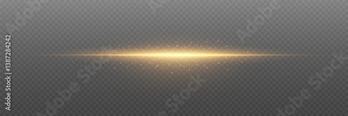 Horizontal light effect, glare and flashes of light. On a transparent background.