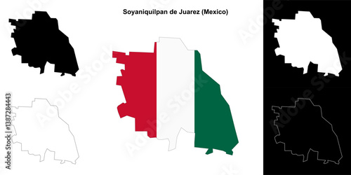Soyaniquilpan de Juarez municipality (Mexico) outline map set