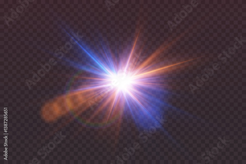 Light flash of lines and light. On a transparent background.