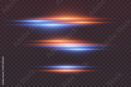 Light flash of lines and light. On a transparent background.