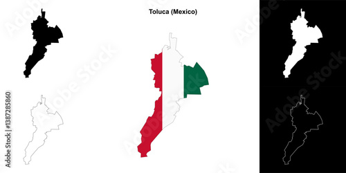 Toluca municipality (Mexico) outline map set