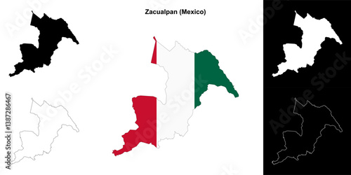 Zacualpan municipality (Mexico) outline map set