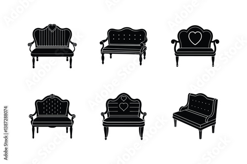 loveseat bench silhouette vector illustration design