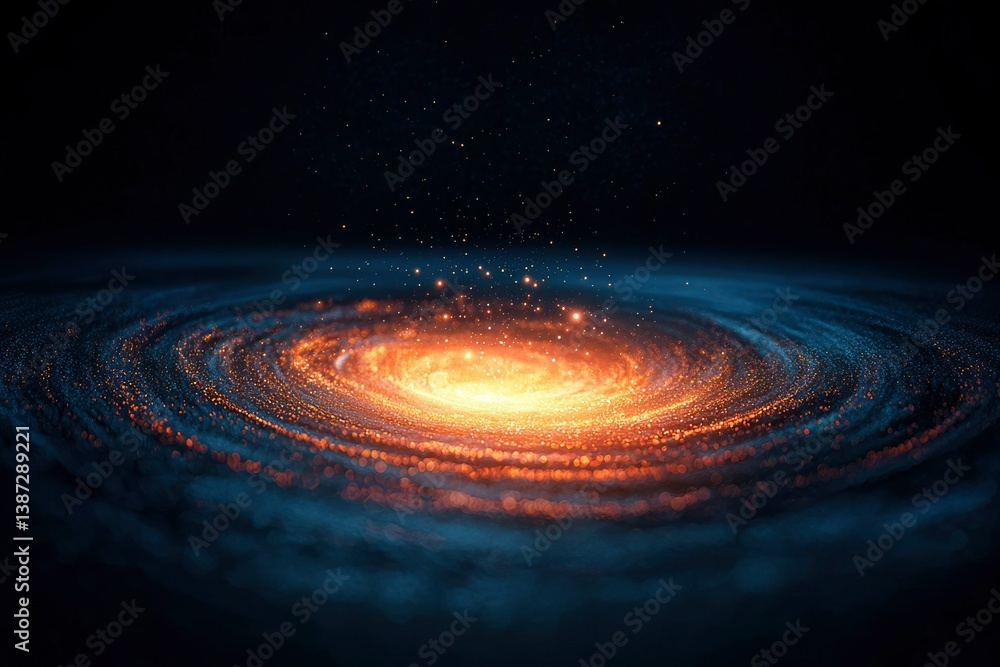 Fototapeta premium Bright spiral galaxy in space with glowing dust. Backdrop for astronomical event