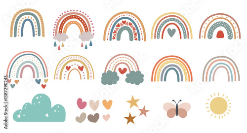 Boho Rainbow hand drawn vector illustration