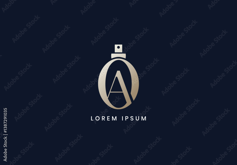 Fototapeta premium Letter oa perfume bottle logo, ao letter typography, perfume bottle luxury oa letter wordmark