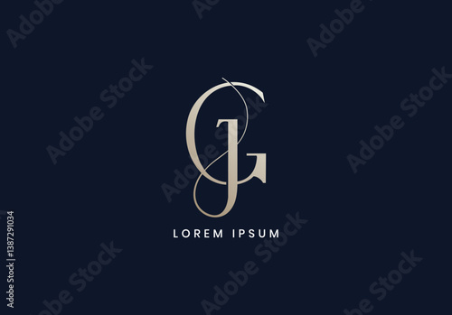 Letter gj modern fashion brand logo, gj letter logo, jg letter wordmark