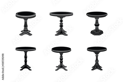 pedestal table icon silhouette vector illustration