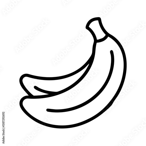 Banana vector illustration, fruit outline drawing, healthy food clip art, tropical fruit icon vector image