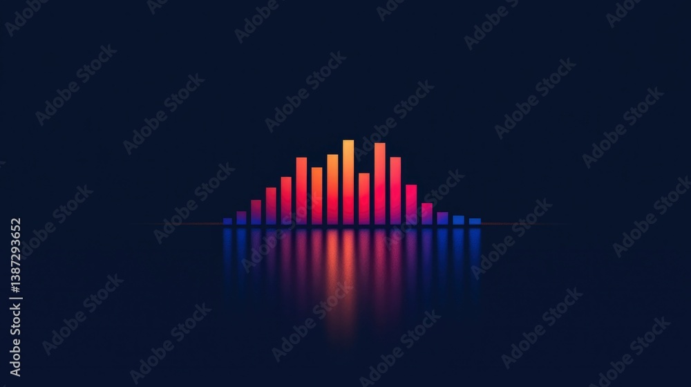 Obraz premium Colorful equalizer bars reflected on a surface in a dark environment for backgrounds