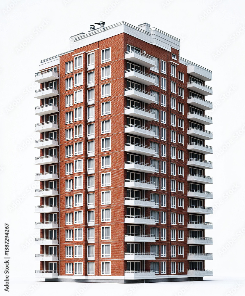Fototapeta premium modern condominium building with red brick facade