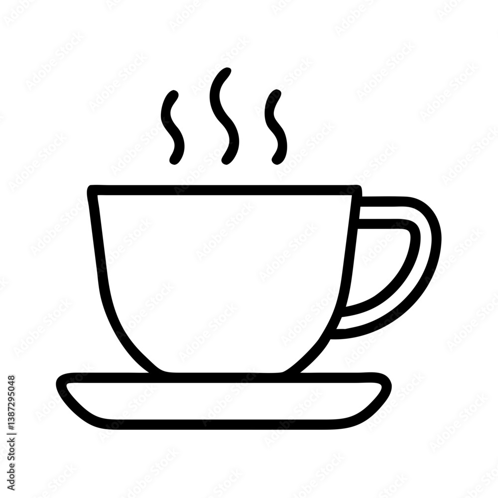 Hot coffee cup vector illustration, steaming beverage icon, drink clipart, cafe symbol, outline design Hot coffee cup vector illustration, steaming beverage icon, drink clipart, cafe symbol, outline design