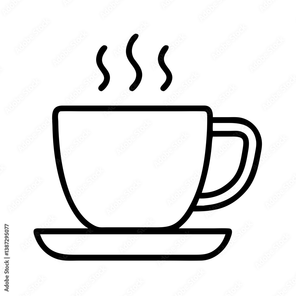 Hot drink coffee cup vector icon illustration for cafe menu and beverage design element isolated on white Hot drink coffee cup vector icon illustration for cafe menu and beverage design element isolated on white