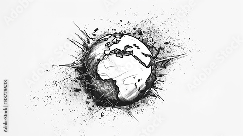 Obraz na płótnie Hand-Drawn Sketch of the Earth Detailed Pointillist Illustration of the Earth
w salonie