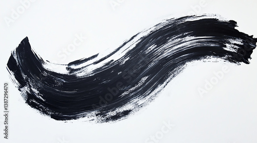 Black ink paint brush stroke isolated on white background black and white splashes
