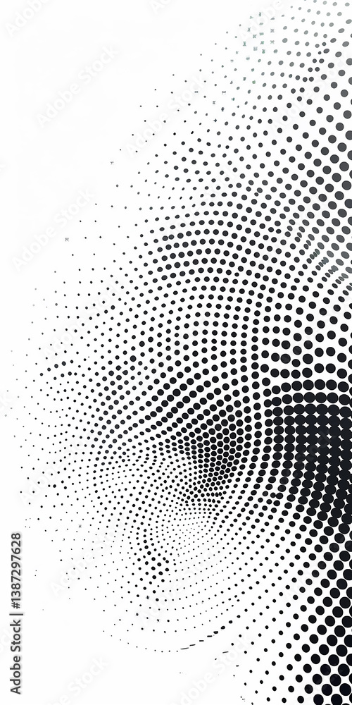 Halftone Background frame. Isolated backdrop Abstract Black And White Dotted Tunnel Design