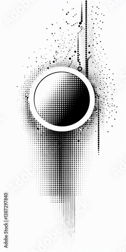 Obraz na płótnie Halftone Background frame. Isolated backdrop Abstract Black And White Dotted Tunnel Design w salonie