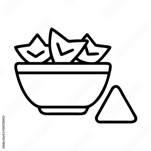 Bowl of tortilla chips vector illustration for mexican food snack and appetizer related designs and graphics
