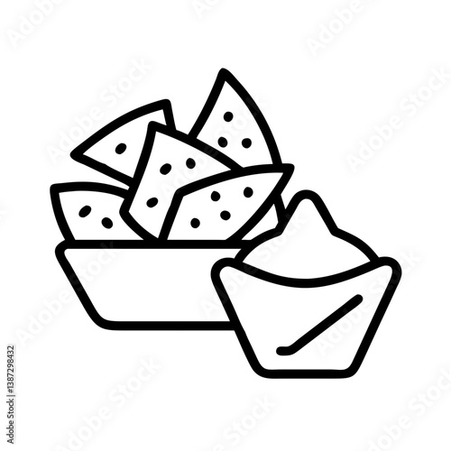 Bowl of tortilla chips with dip vector illustration for mexican food and snack design needs one hundred