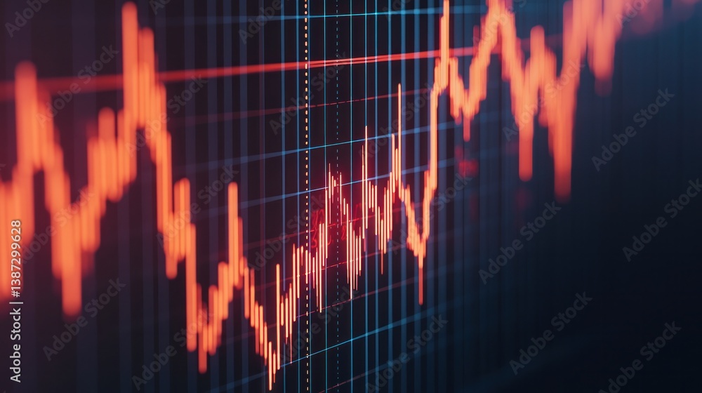 Recession impact on business profits economic analysis graph visualization digital environment close-up view Recession impact on business profits economic analysis graph visualization digital environment close-up view