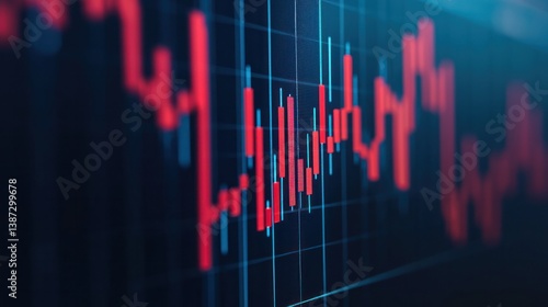 Recession impact on business profits financial market data visualization abstract close-up economic trends