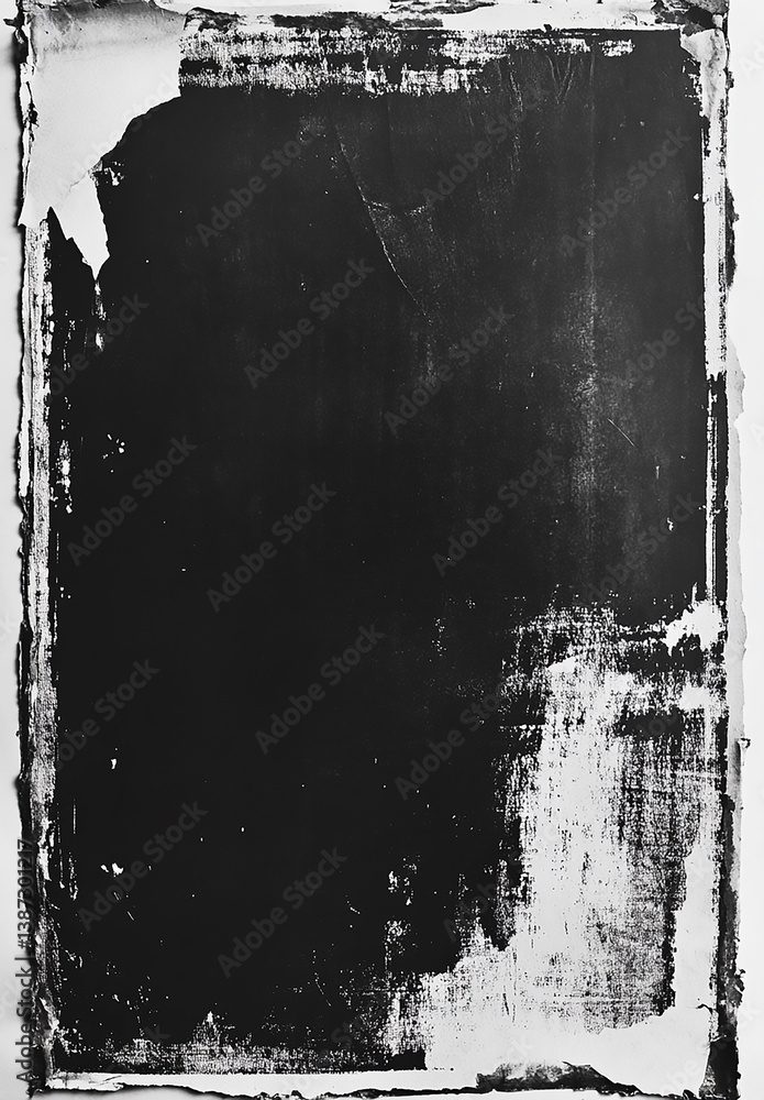 A dark black textured surface with a slightly uneven, distressed look Simple black grunge frame with orange accents, central space for text.