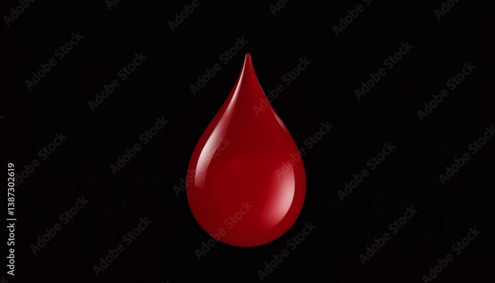 Red Blood Drop Symbolizing Donation Against Black Background Red Blood Drop Symbolizing Donation Against Black Background