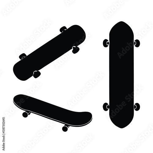 Skateboard icon silhouette vector.
