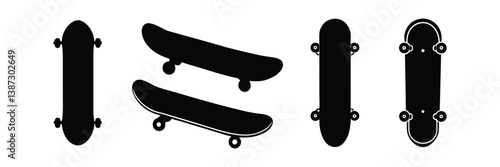 Skateboard icon silhouette vector.