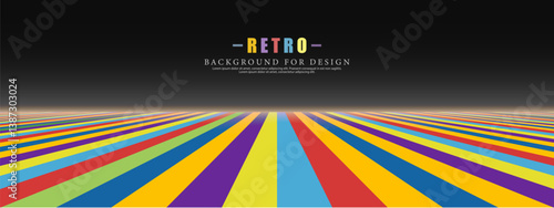 Abstract futuristic striped background with perspective. Color infinity lines surface. Creative retro composition for your design and ideas