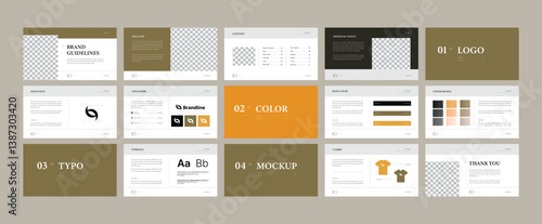 Modern Brand Guideline Template – Identity Style Guide Layout Design, Professional Brand Kit Layout for Agencies and Businesses, Brand manual presentation. Brand strategy design. Logo guideline book