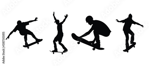 skateboarder silhouettes vector design.