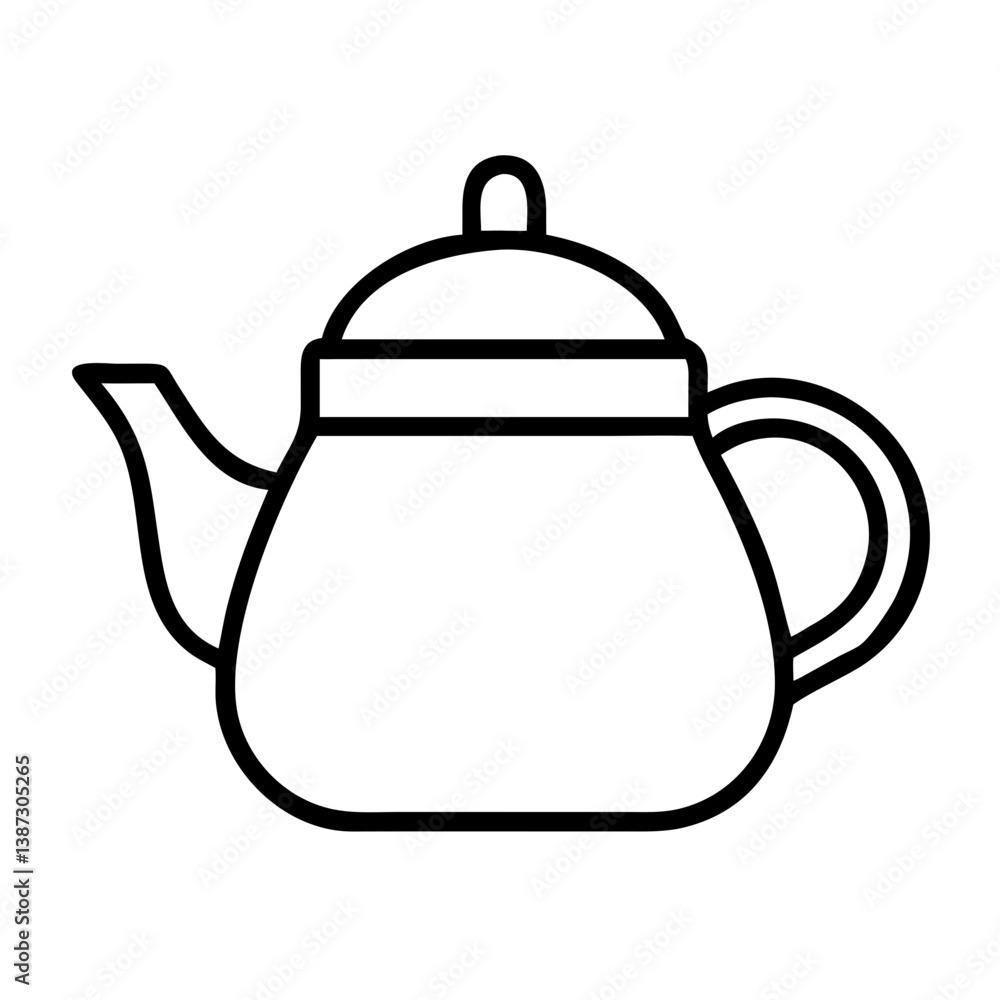Tea kettle vector illustration for tea time graphic design element and kitchenware outline icon drawing design Tea kettle vector illustration for tea time graphic design element and kitchenware outline icon drawing design