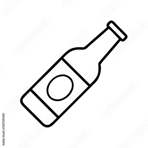 Outline drawing of a beer bottle with label for beverage alcohol drink packaging and product design needs