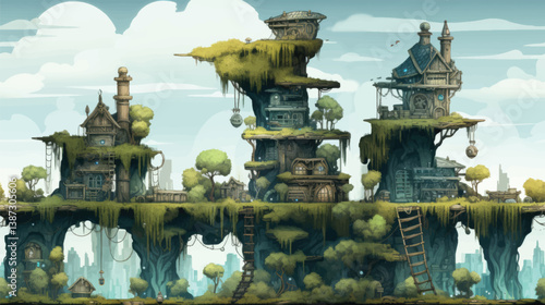 fantasy Platforms Isolated_For 2D Game Design - Playground in the Sky