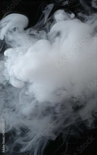 Steam on black background. Smoke.