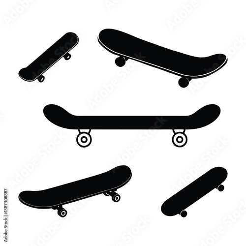 Skateboard icon silhouette vector.
