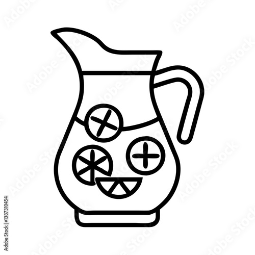 Fresh lemonade pitcher vector illustration for summer drink recipe and beverage concept line art style icon design