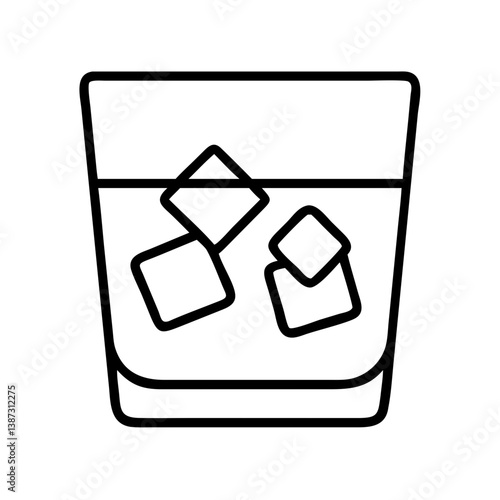 Drink with ice cubes vector icon illustration for bar menu or cocktail recipe and summer refreshment
