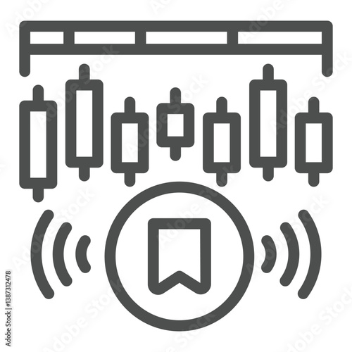 Marked network data line icon, neural dataset concept. Vector graphics. Pump and dump token, labeling sign on white background, outline style icon for mobile or web design.