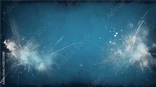 Dust and scratches design. Aged photo editor layer. blue grunge abstract background. Copy space.