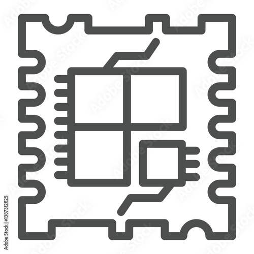 Powerful processor with one low energy core line icon, microprocessor concept. Vector graphics. Energy efficient processor, chip sign on white background, outline style icon for mobile or web design.