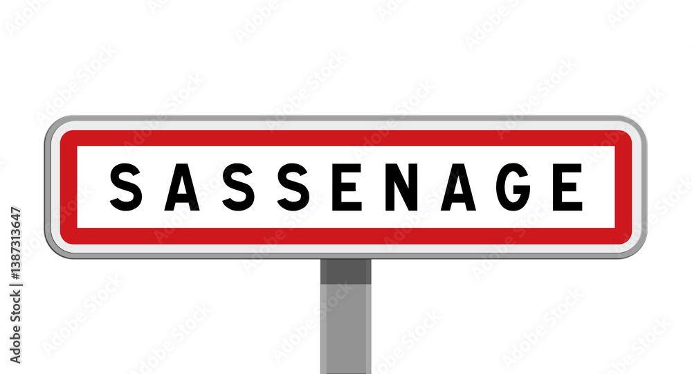 Panneau sur poteau central de Sassenage, Isère, Auvergne-Rhône-Alpes Panneau sur poteau central de Sassenage, Isère, Auvergne-Rhône-Alpes