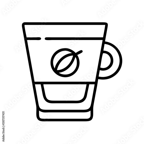 Latte macchiato vector icon illustration, coffee cup with coffee bean logo, hot drink cafe menu design