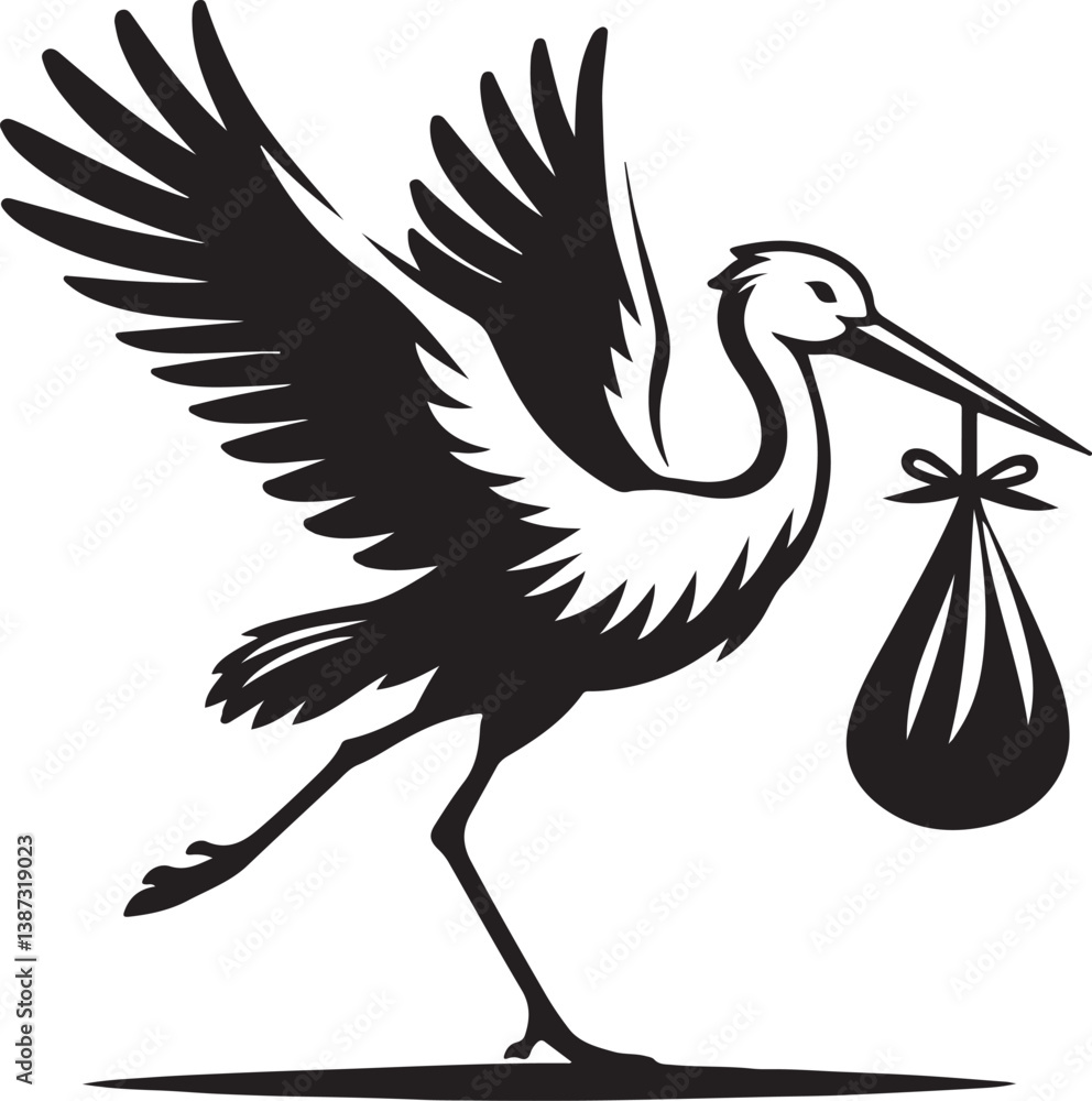 Fototapeta premium Stork illustration logo