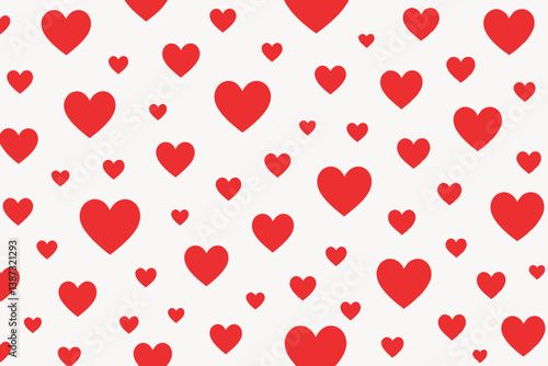 Seamless Red Hearts Pattern on White Background: Romantic Vector Design for Valentine's Day, Wedding Invitations, Love-themed Projects, and Festive Celebrations