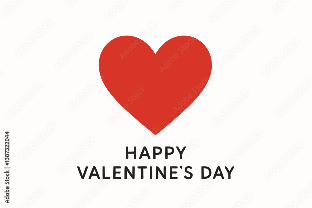 Elegant Minimalist Valentine's Day Greeting Card Vector: Red Heart on White Background with Simple Typography for Romantic Holiday Design, Love Messages, and Seasonal Promotions Elegant Minimalist Valentine's Day Greeting Card Vector: Red Heart on White Background with Simple Typography for Romantic Holiday Design, Love Messages, and Seasonal Promotions